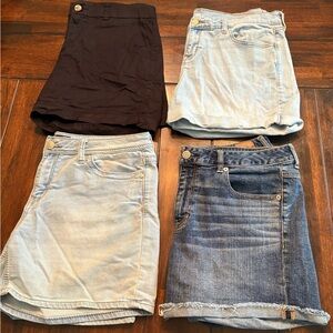 Set of 4 Denim and Black Shorts, Women’s size 14